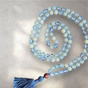 Opalite Blue and White Beaded Necklace with Tassel Taylor Swift Approved